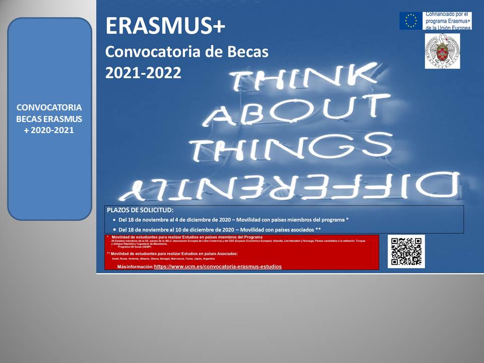 CONVOCATORIA BECAS ERASMUS + 2020-2021
